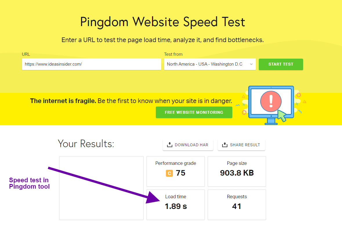 Siteground speed test